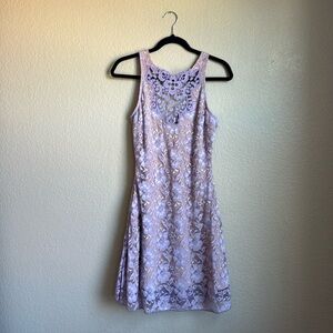 Purple lace fit and flare dress